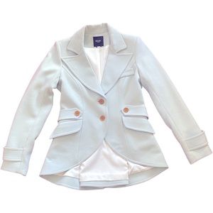 Smythe Rifle Patch Equestrian Blazer Light blue with toffee leather trim,unique!